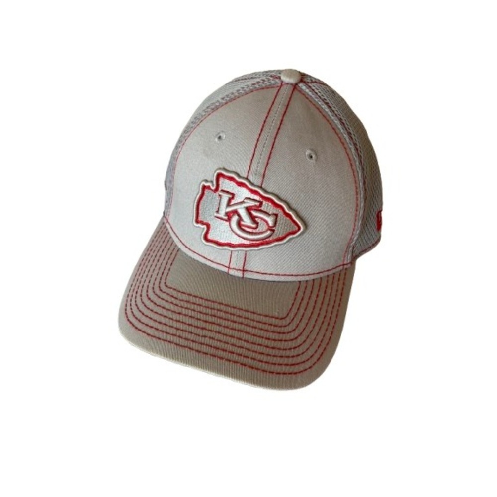 New Era 39THIRTY Kansas City Chiefs Hat Grey Red NFL Stretch Fit Small-Medium